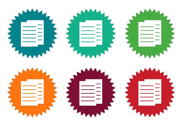 Set of colorful stickers icons with documents or news symbol — Stock Photo, Image