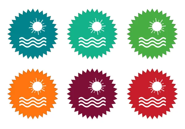 Set of colorful stickers icons with beach symbol — Stock Photo, Image