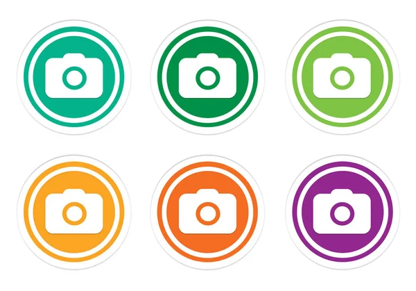 Zestaw z zaokrąglonymi kolorowe ikony z symbolem aparatu — Zdjęcie stockowe
