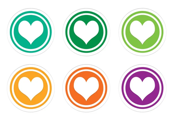 Set of rounded colorful icons with heart symbol — Stock Photo, Image