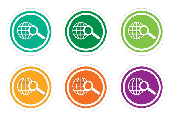 Colorful rounded icons with search symbol — Stock Photo, Image