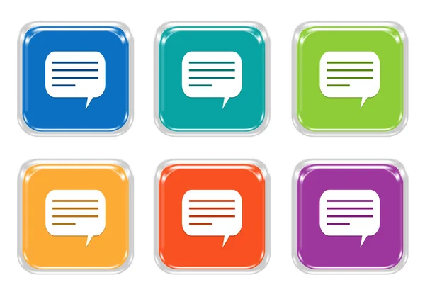 Set of squared colorful buttons with conversation symbol — Stock Photo, Image