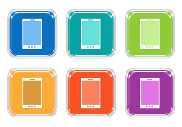 Set of squared colorful buttons with phone symbol — Stock Photo, Image