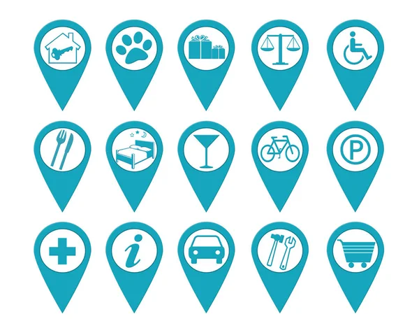 Map location icons in blue color Royalty Free Stock Photos