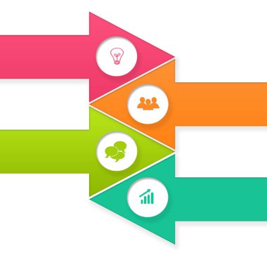 Web sayfası menü, pazarlama veya sunum için ok şeklinde düğme kümesi