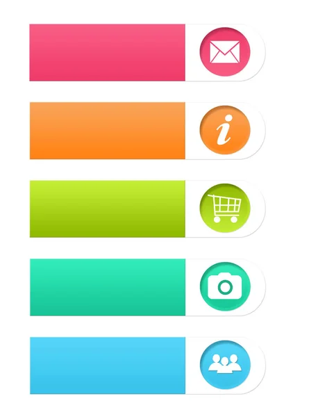 Zestaw kolorowych przycisków menu strony internetowej, marketingu lub prezentacje — Zdjęcie stockowe