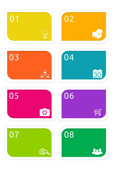 Set di pulsanti colorati per menu di pagine Web, marketing o presentazioni — Foto Stock