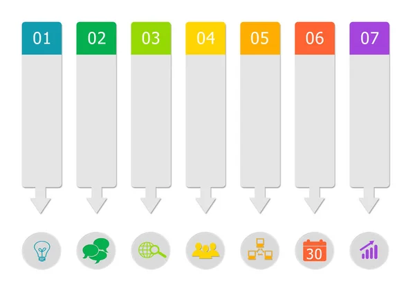 Set di pulsanti colorati con freccia e cerchio per menu di pagine Web, marketing o presentazioni — Foto Stock