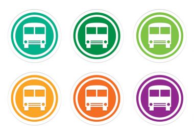 Otobüs sembolü ile yuvarlak renkli simgeler ayarla