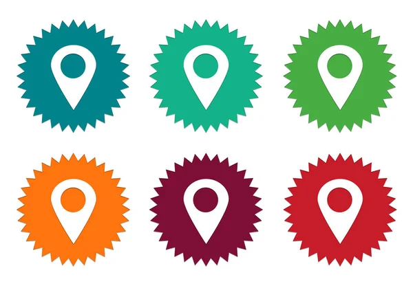 Conjunto de ícones de adesivos coloridos com marcadores no símbolo de mapas — Fotografia de Stock