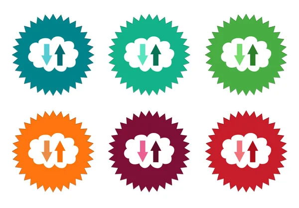 Set of colorful stickers icons with cloud symbol — Stock Photo, Image