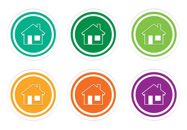Kolorowe ikony zaokrąglone z symbolem domek — Zdjęcie stockowe