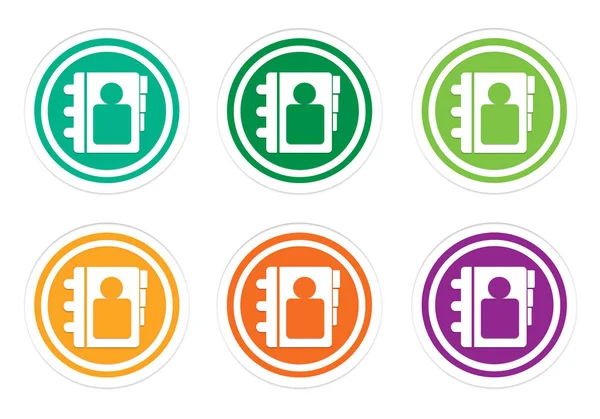 Set of rounded icons with address book symbol — Stock Photo, Image