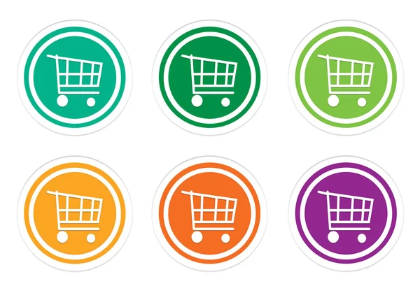 Conjunto de iconos de colores redondeados con símbolo de carrito de compras — Foto de Stock