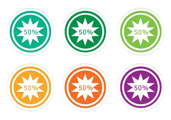 Conjunto de ícones coloridos arredondados com símbolo de desconto — Fotografia de Stock