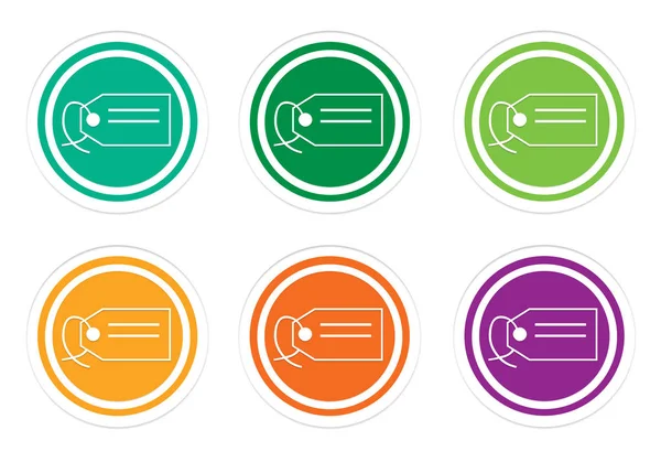 Conjunto de iconos redondeados de colores con símbolo de etiqueta —  Fotos de Stock