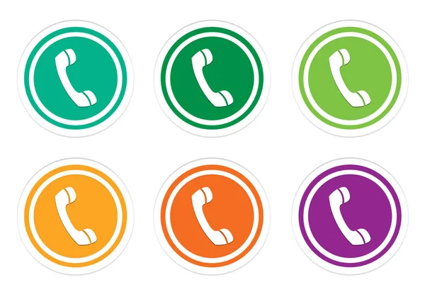 Σετ πολύχρωμα στρογγυλεμένες κουμπιά με το σύμβολο τηλέφωνο — Φωτογραφία Αρχείου