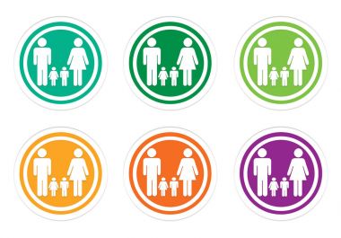 Aile sembolü ile yuvarlak renkli simgeler ayarla