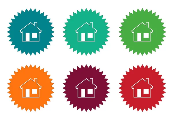 Set of colorful stickers icons with house symbol — Stock Photo, Image