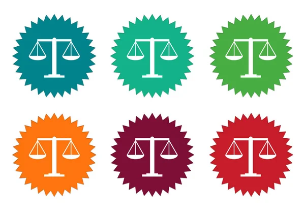 Conjunto de iconos de pegatinas de colores con símbolo legal — Foto de Stock
