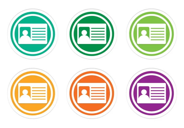 Conjunto Iconos Colores Redondeados Con Símbolo Tarjeta Identificación Colores Verde — Foto de Stock