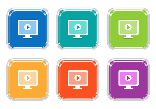 Zestaw z kwadratów kolorowe przyciski ekranu symbol — Zdjęcie stockowe