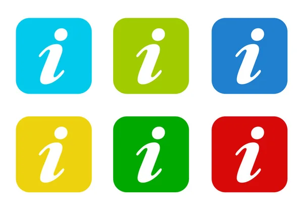 Set Icone Piatte Quadrate Colorate Arrotondate Con Simbolo Informativo Nei — Foto Stock