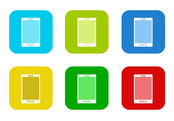 Conjunto Iconos Planos Cuadrados Redondeados Coloridos Con Símbolo Teléfono Colores —  Fotos de Stock