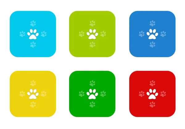 Set Rounded Square Colorful Flat Icons Veterinary Symbol Blue Green — Stock Photo, Image