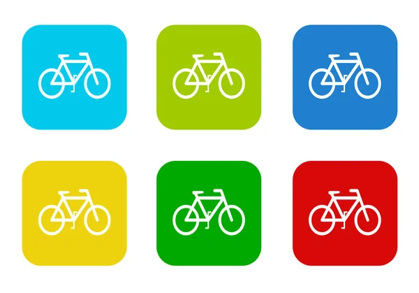 Набор Округлых Квадратов Красочных Плоских Иконок Велосипедным Символом Синем Зеленом — стоковое фото