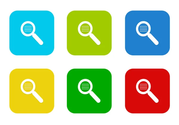 Set Rounded Square Colorful Flat Icons Search Symbol Blue Green — Stock Photo, Image