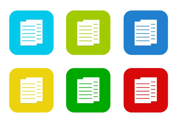 Set Rounded Square Colorful Flat Icons Documents News Symbol Blue — Stock Photo, Image