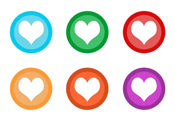 Σύνολο Στρογγυλεμένες Πολύχρωμα Κουμπιά Σύμβολο Της Καρδιάς Εμφανίζεται Χρώματα Μπλε — Φωτογραφία Αρχείου