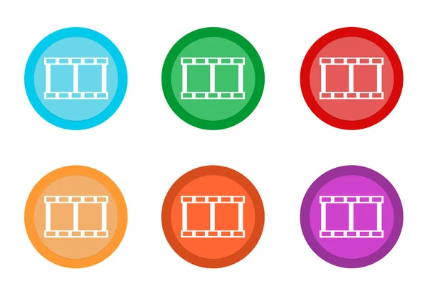 Conjunto Botões Coloridos Arredondados Com Símbolo Filme Nas Cores Azul — Fotografia de Stock
