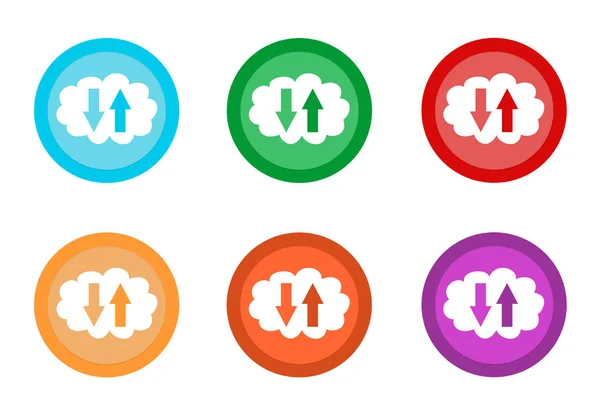 Set Rounded Colorful Buttons Cloud Symbol Blue Green Red Yellow — Stock Photo, Image