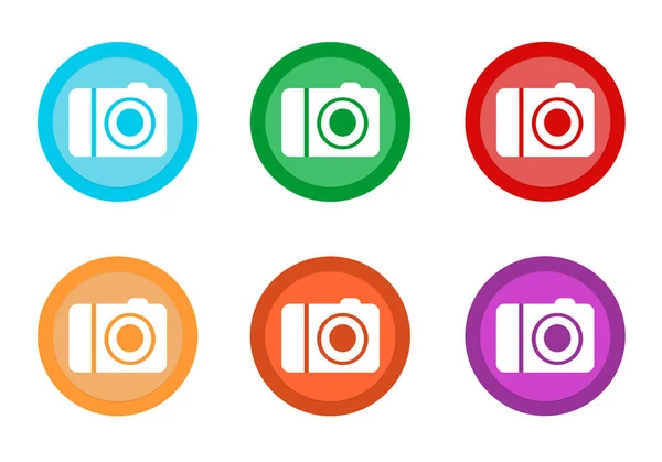 Conjunto Botões Coloridos Arredondados Com Símbolo Câmera Nas Cores Azul — Fotografia de Stock
