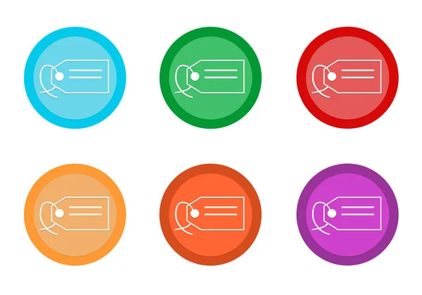 Набор Округлых Красочных Кнопок Символом Ярлыка Синем Зеленом Красном Желтом — стоковое фото