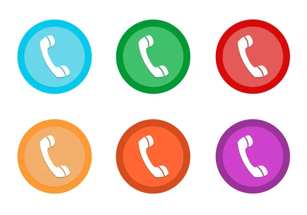 Aantal Afgeronde Kleurrijke Knoppen Met Telefoon Symbool Kleuren Blauw Groen — Stockfoto
