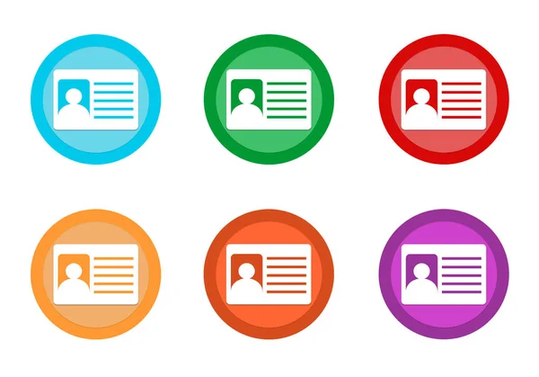Conjunto Botones Colores Redondeados Con Símbolo Tarjeta Identificación Colores Azul —  Fotos de Stock