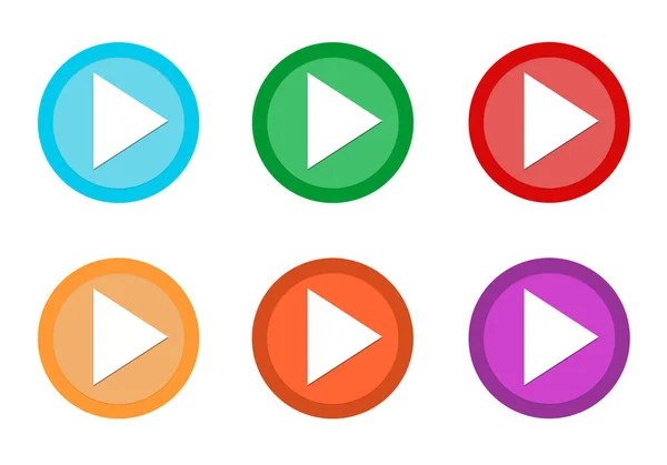 Set Rounded Colorful Buttons Play Symbol Blue Green Red Yellow — Stock Photo, Image