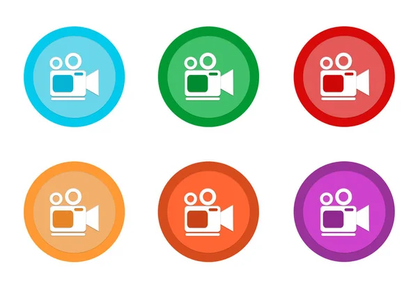 Conjunto Botones Colores Redondeados Con Símbolo Videocámara Colores Azul Verde — Foto de Stock