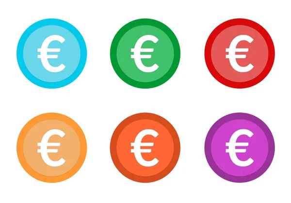 Set Abgerundeter Bunter Knöpfe Mit Euro Symbol Den Farben Blau — Stockfoto