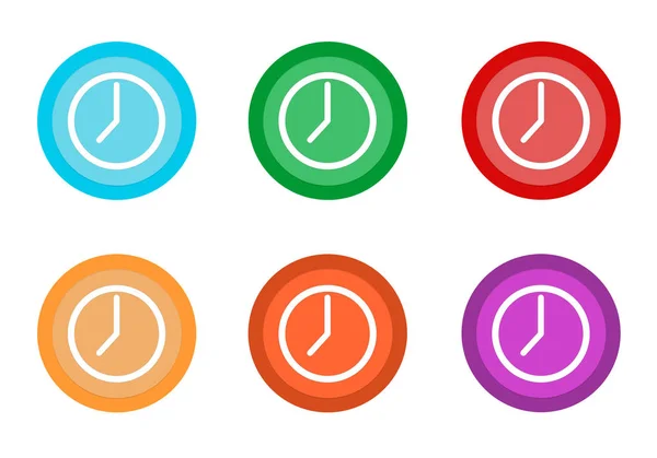 Set Rounded Colorful Buttons Clock Symbol Blue Green Yellow Orange — Stock Photo, Image