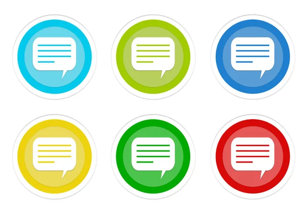Set Rounded Colorful Buttons Conversation Symbol Blue Green Yellow Cyan — Stock Photo, Image