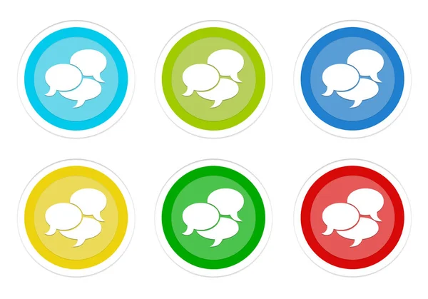 Set Rounded Colorful Buttons Conversation Symbol Blue Green Yellow Cyan — Stock Photo, Image