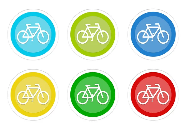 Conjunto Botones Colores Redondeados Con Símbolo Bicicleta Colores Azul Verde — Foto de Stock