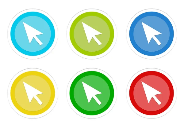 Set Rounded Colorful Buttons Arrow Symbol Blue Green Yellow Cyan — Stock Photo, Image