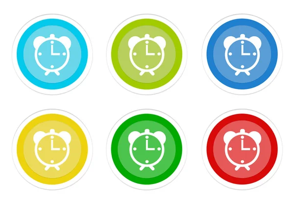Conjunto Botones Colores Redondeados Con Símbolo Despertador Colores Azul Verde — Foto de Stock