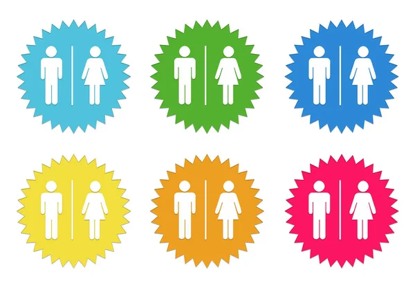 Set Rounded Colorful Sticker Icons Man Woman Symbol Blue Green — Stock Photo, Image