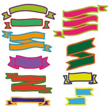 Renkli kurdele seti, vektör illüstrasyonu